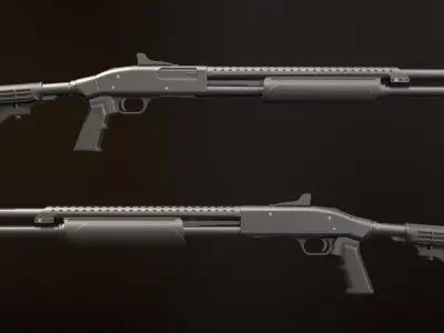 Shotgun Low-poly 3D model get