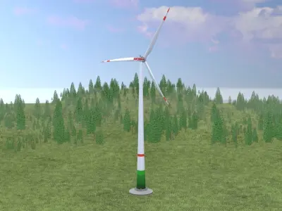 Wind-turbine with foundation E1 H-160 RD 138 m Low-poly 3D model