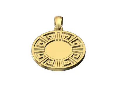 Greek key coin pendant with bail 3D print model