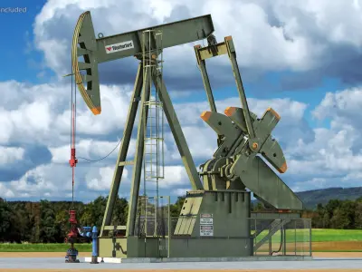 Oil Pumpjack Rigged for Cinema 4D 3D model