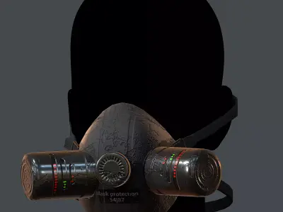 Gas mask helmet 3d model scifi Low-poly  Low-poly 3D model 17