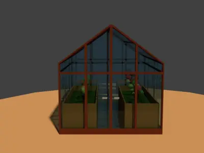 Low Poly Greenhouse 2 with glass roof Low-poly 3D model