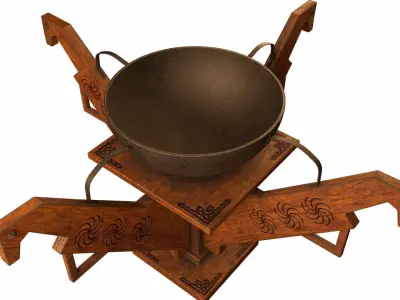 Old brazier Low-poly 3D model