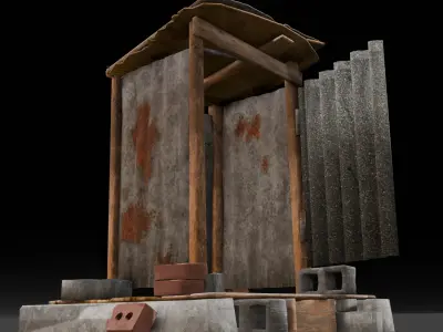  Rusted Old Toilet Low-poly 3D model