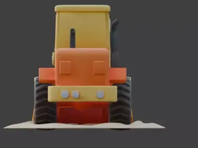 Beach Construction Bulldozer 3D Model Low-poly 3D model