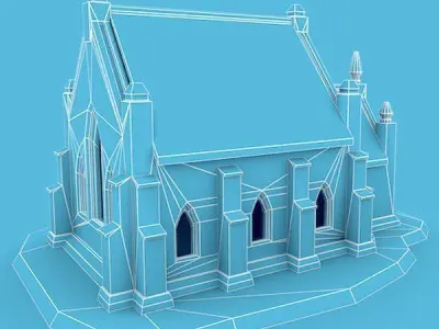 Medieval Building 57 Little Church Low-poly 3D model