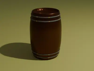 Deflected Wooden Barrel Free low-poly 3D model