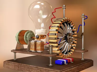 Dynamo machine Electric generator Low-poly 3D model