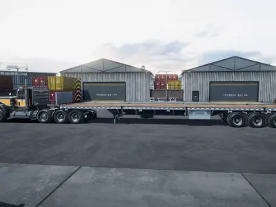 Semi truck flatbed trailer unity asset Low-poly 3D model