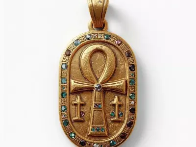 Ancient Egyptian Ankh Achievement Medal 3D Prop Analysis Low-poly 3D model