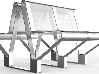 Waiting Room Seat V1 Double 2 Seats 3D model