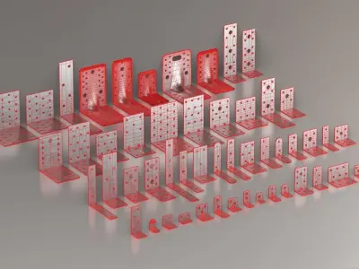 stainless steel angle brackets 53 parts collection 3D model