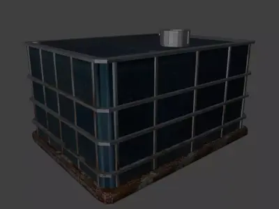 rusty water tanker Low-poly 3D model