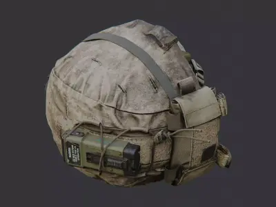 USMC Helmet LMG With Tactical Headset Low-poly 3D model