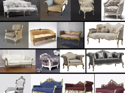 Classic Sofa and ArmChair Collection Vol 01    16 Items 3D model
