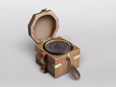 Vintage Wooden Portable Gramophone 3D Model 3D model