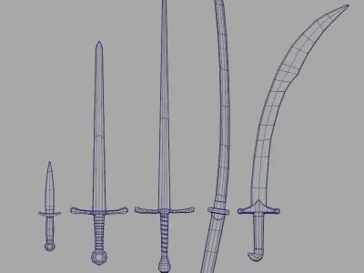 5 Sword Package Low-poly 3D model