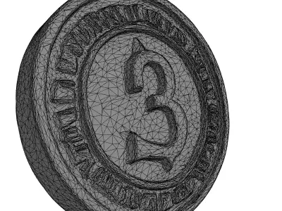 Aged Metallic Token Number 3 Low-poly 3D model