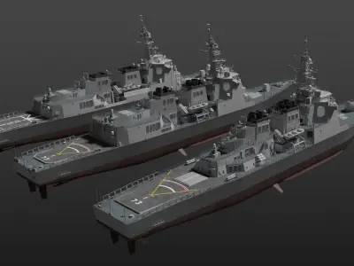 JMSDF AEGIS destroyers collection 3D model