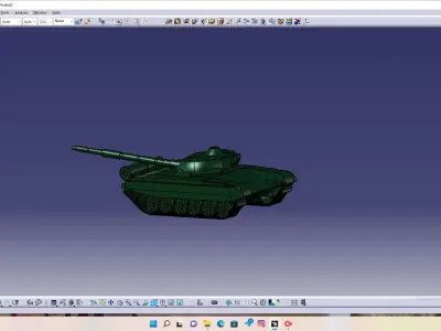 Tank-T72 tank on computer screen 3D model