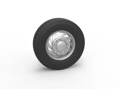 Front custom wheel of semi truck Version 24 Scale 1 to 25 3D print model