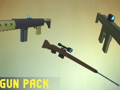 Simple Gun Pack Low-poly 3D model