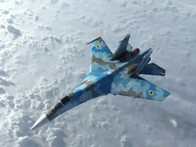 Aicraft Su-27 UA Low-poly 3D model