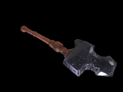 Black Crystal With Wooden Handle 3d Model 3D model