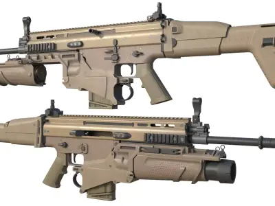 Fn Scar H mk17  Low-poly 3D model