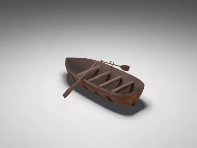 wood boat Low-poly 3D model