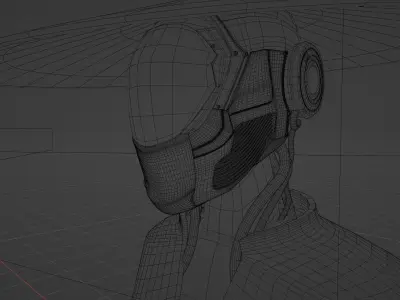 Cyber Samurai Face model Free 3D model