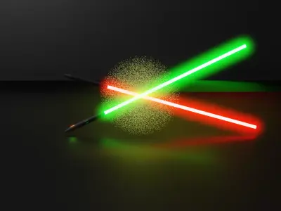 Lightsabers Clashing 3D model
