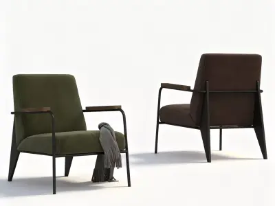 Modern Metal Frame Lounge Armchair Fabric Leisure Chair 3D Model 3D model