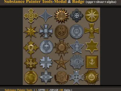Medal and Badge sppr and sbsar and alpha 3D model