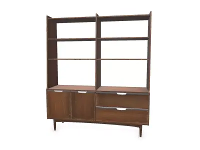 Old Wooden Bookshelf Low-poly PBR Low-poly 3D model