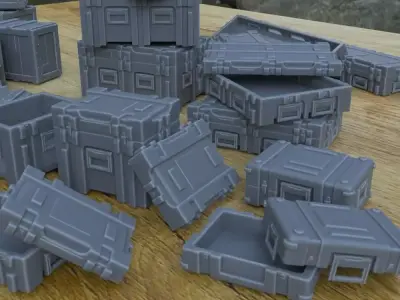 REALISTIC MILITARY CRATES FOR WAR TERRAIN 1-35 SUPPORTED STL 3D print model