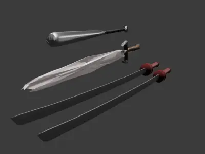 Melee Weapons Low Poly Pack Free low-poly 3D model