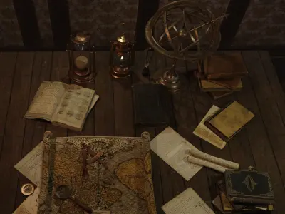 Low Poly Compass Low-poly 3D model