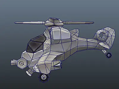 Micro Heli - Low Poly Hand Painted Low-poly 3D model
