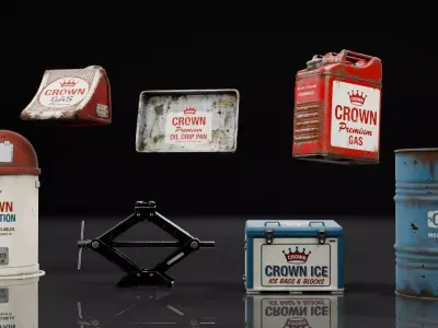  Gas Station  Props Low-poly 3D model