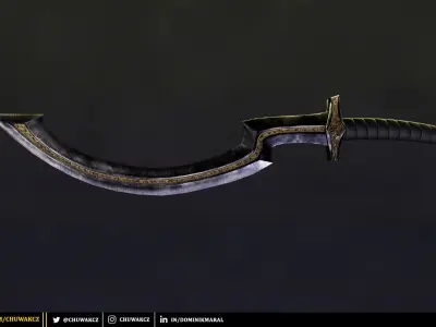 Obsidian Egyptian Khopesh Sword - PBR game ready 3d weaponl Low-poly 3D model