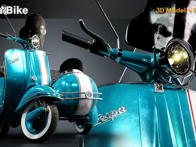 Vespa Bike Low-poly 3D model