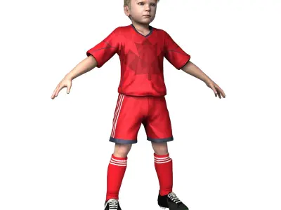 Youth Boy Soccer Player Rigged Character 3D model