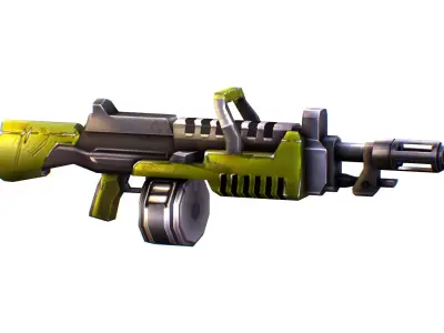 Low Poly Sci-Fi Cartoon Assault Heavy Machine Gun Low-poly 3D model