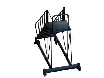 Industrial metal wheeled platform Low-poly 3D model