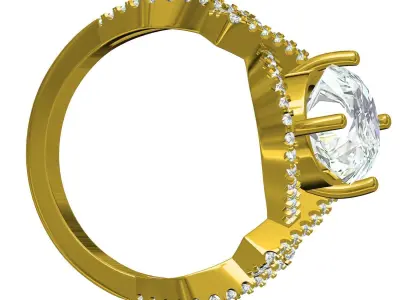 Women Antique Moissanite Engagement Ring 3D print model