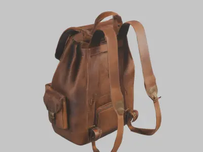 Adventure Style Backpack Low Poly Ready Low-poly 3D model