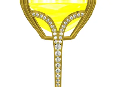 Antique Huge Big Stone Cathedral Ring for Women 3D print model