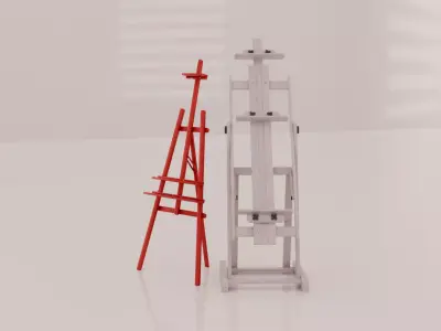 Easel Set  Wooden Studio Easels Low-poly 3D model