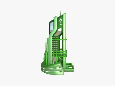 SciFi Building A06 Green - Sci Fi Exterior Design Free low-poly 3D model